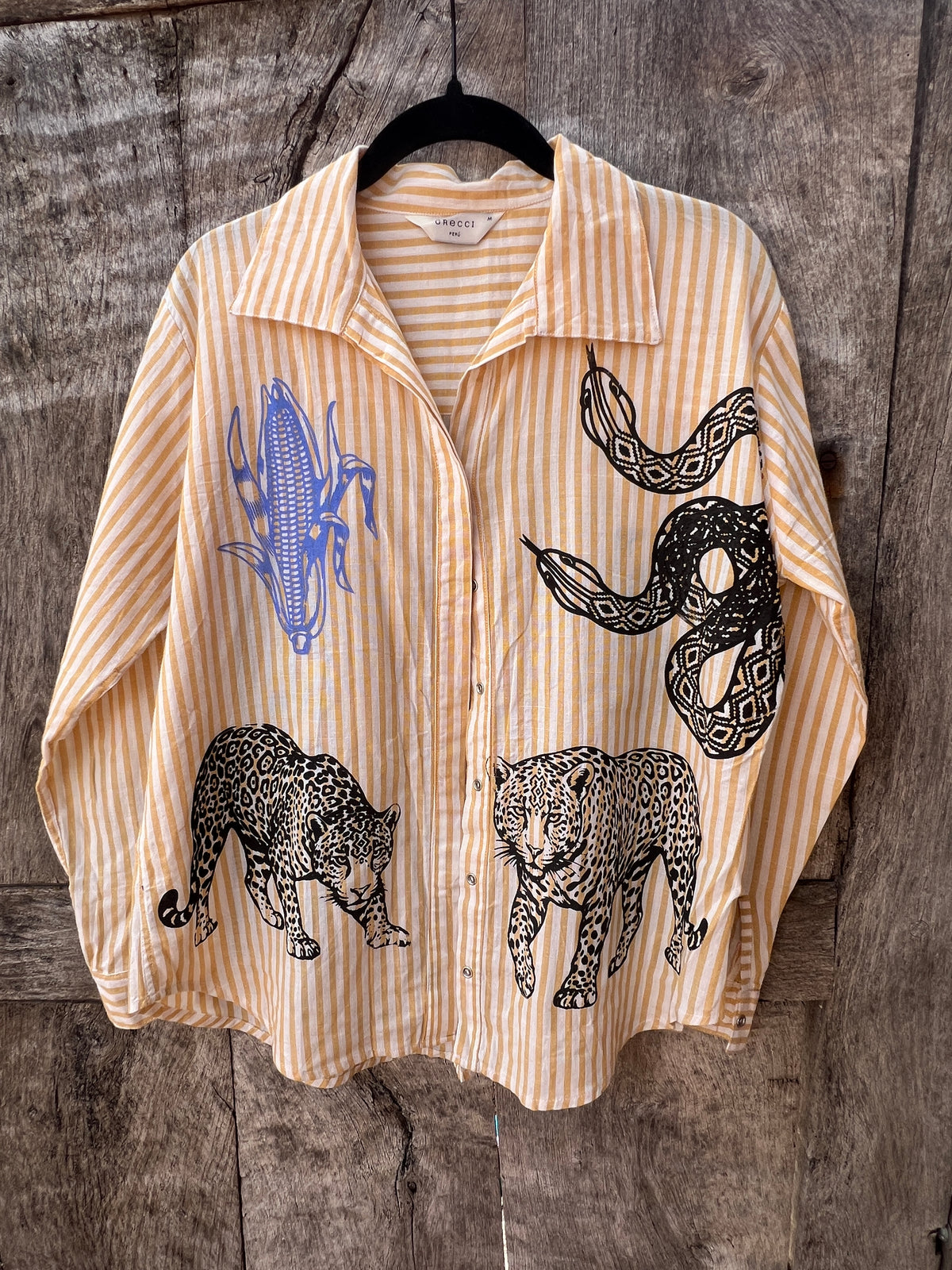 Classic button down shirt  - Medium - screenprinted by Amapolay