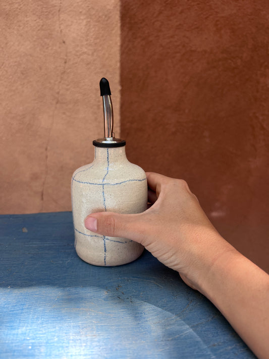 Olive Oil dispenser ~ Crayon, speckled, blue and caramel