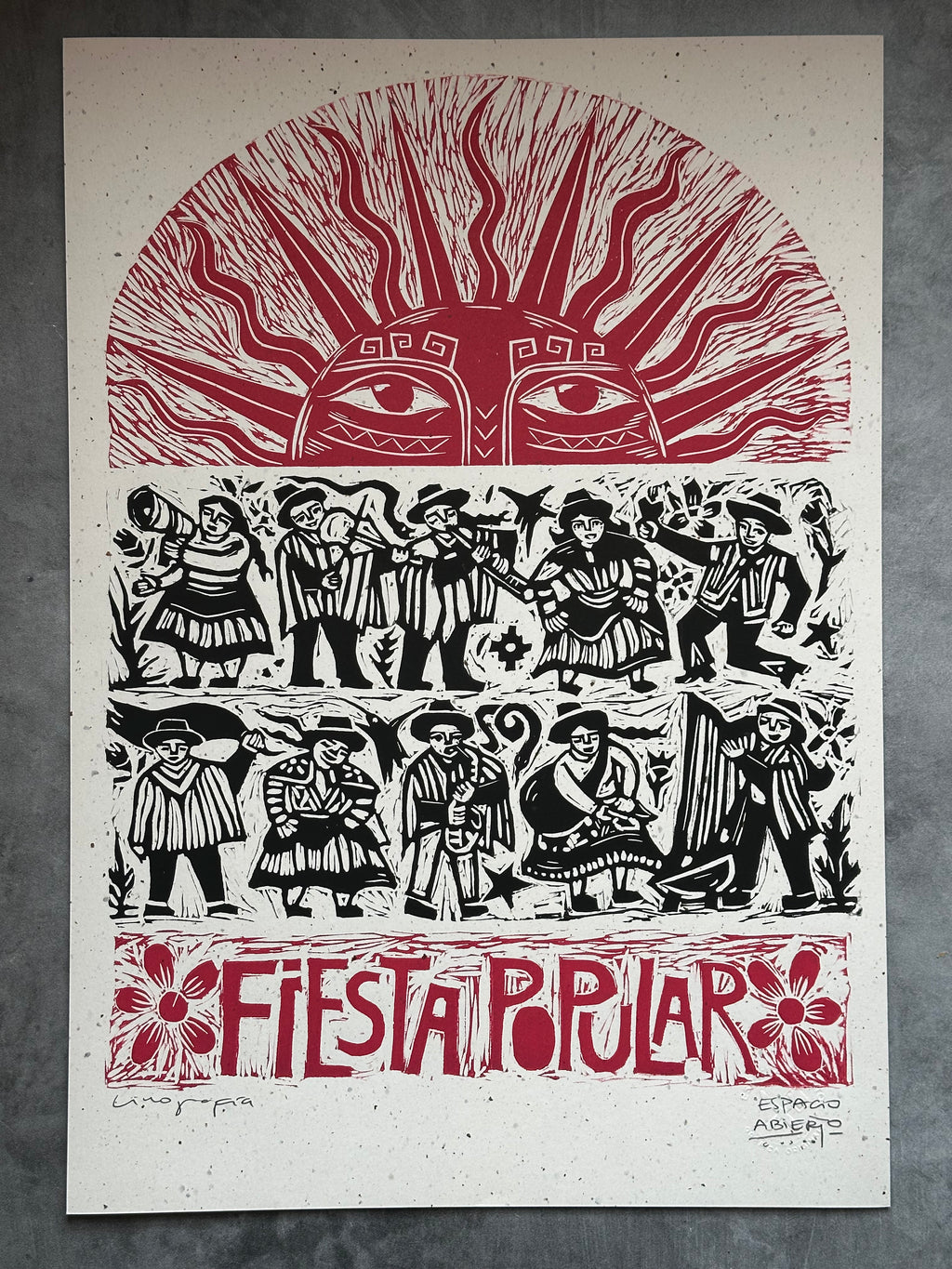 Fiesta Popular ~ Linocut Print - 19.5”x14.5”
