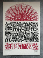 Fiesta Popular ~ Linocut Print - 19.5”x14.5”