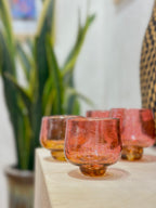 Nip cup ~ Pink & Amber ~ Blown glass