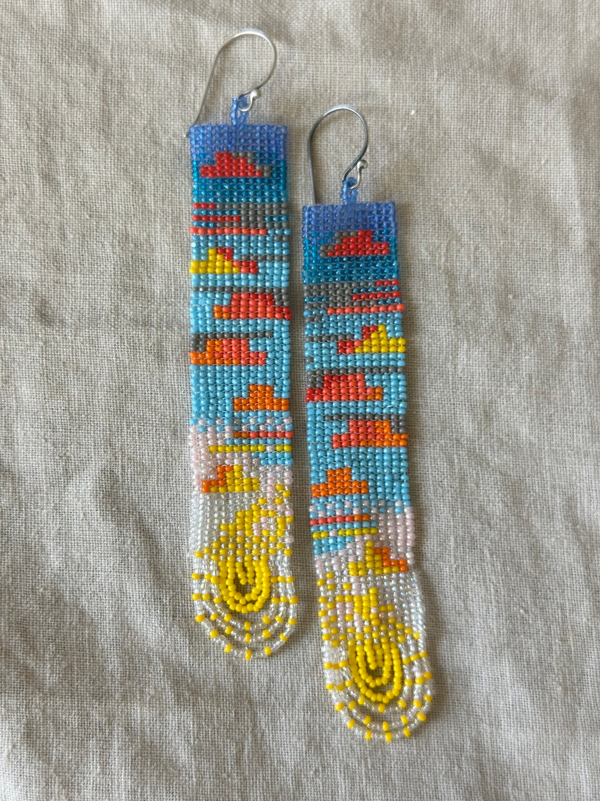 Beaded cloud earrings - Sunset Long