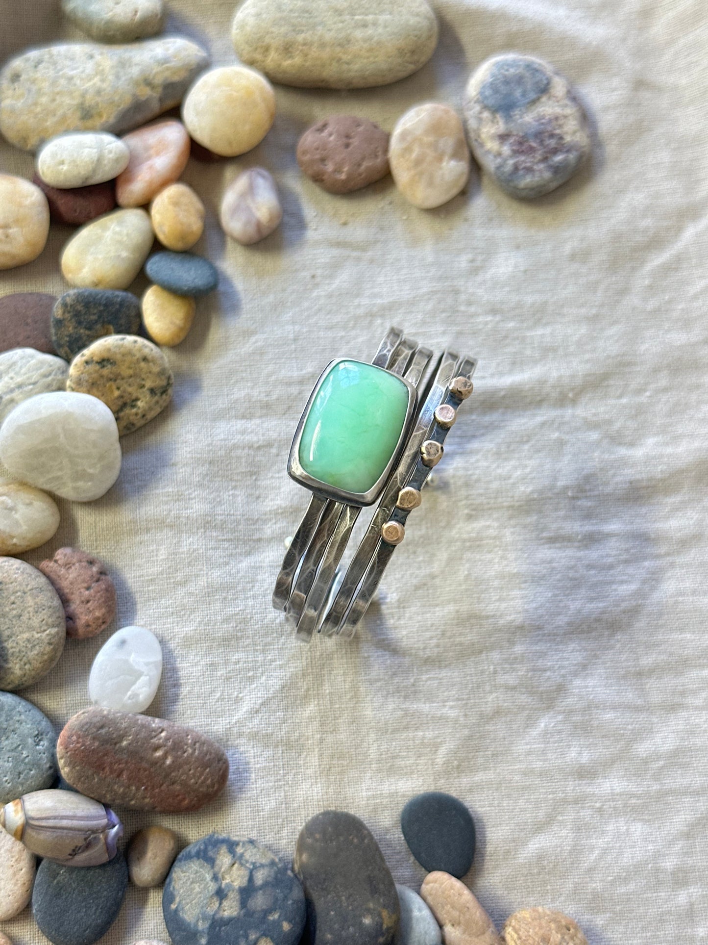 Variscite Stacked Cuff Bracelet ~ Sterling Silver Bracelet