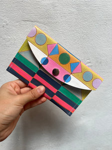 Small Leather wallet - Handpainted - Multicolor