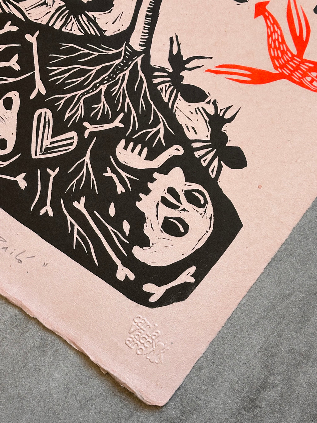 Amó, Cantó y Bailó - Lino Print 12" x 15"