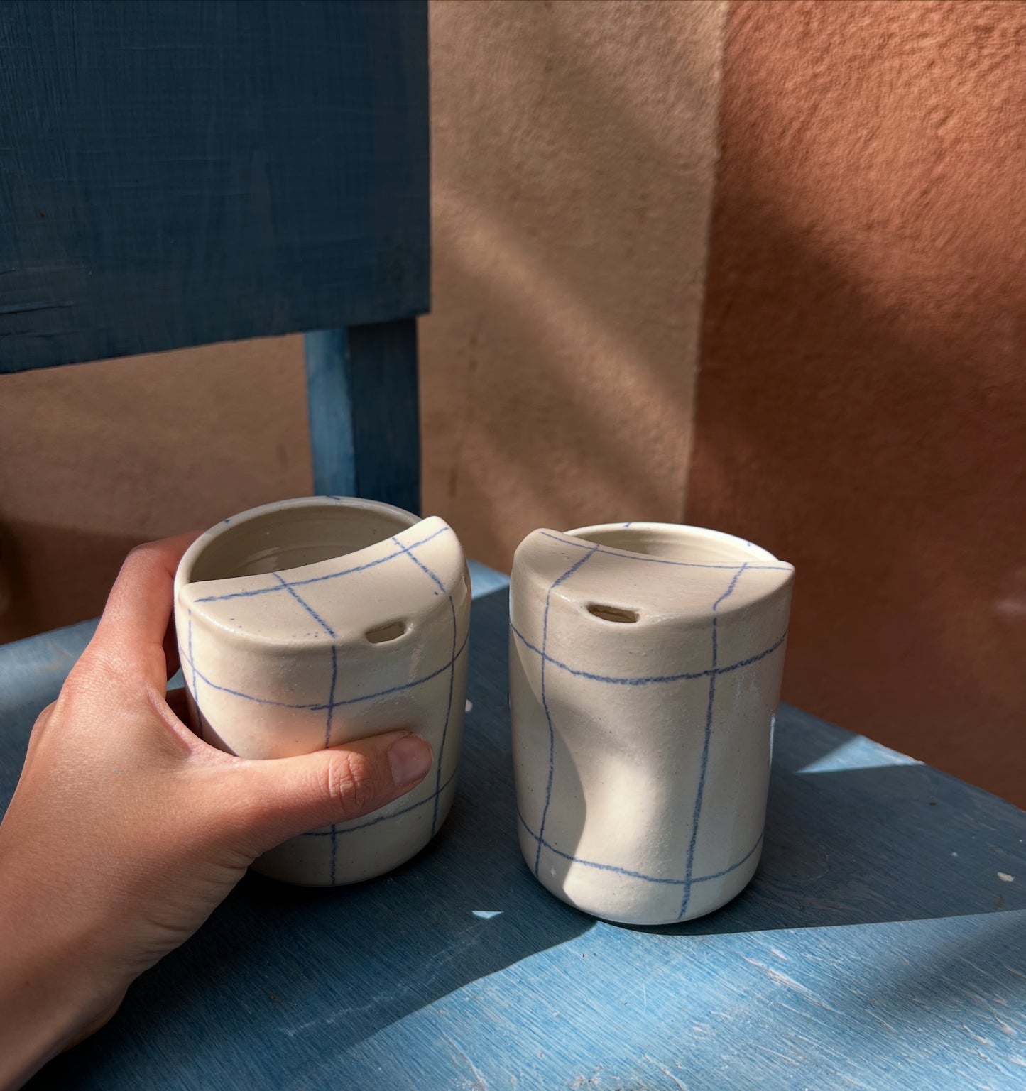 Travel Tumbler ~ Thumb print - Blue Crayon