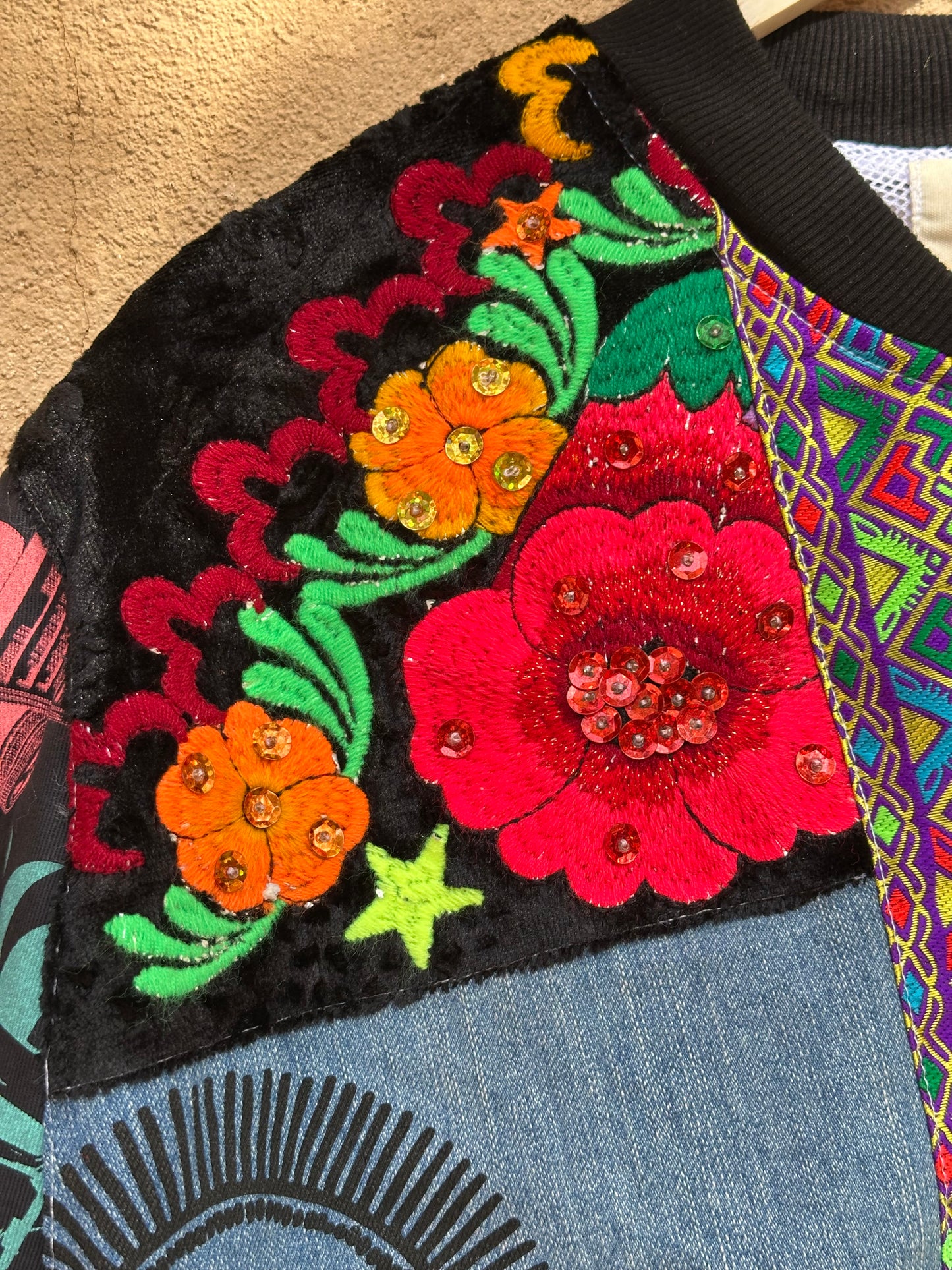 Upcycled Jacket ~ Screen Printed ~ Large