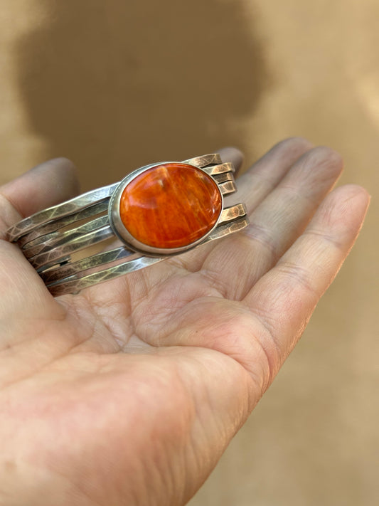 Stacked - Attached Bracelet - Spiny Oyster - Cuff with Movement - ready to ship