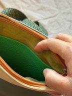 Crossbody Bag • Double Zip • Cream & Green