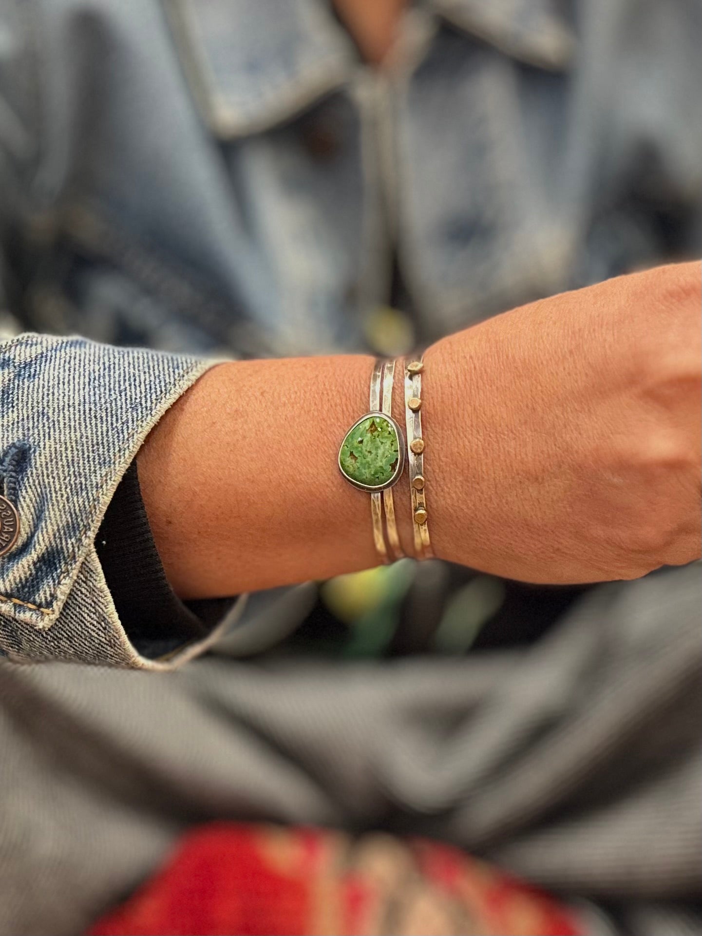 Stacked - Attached Bracelet - Sonoran Mountain Turquoise - Cuff with Movement - ready to ship