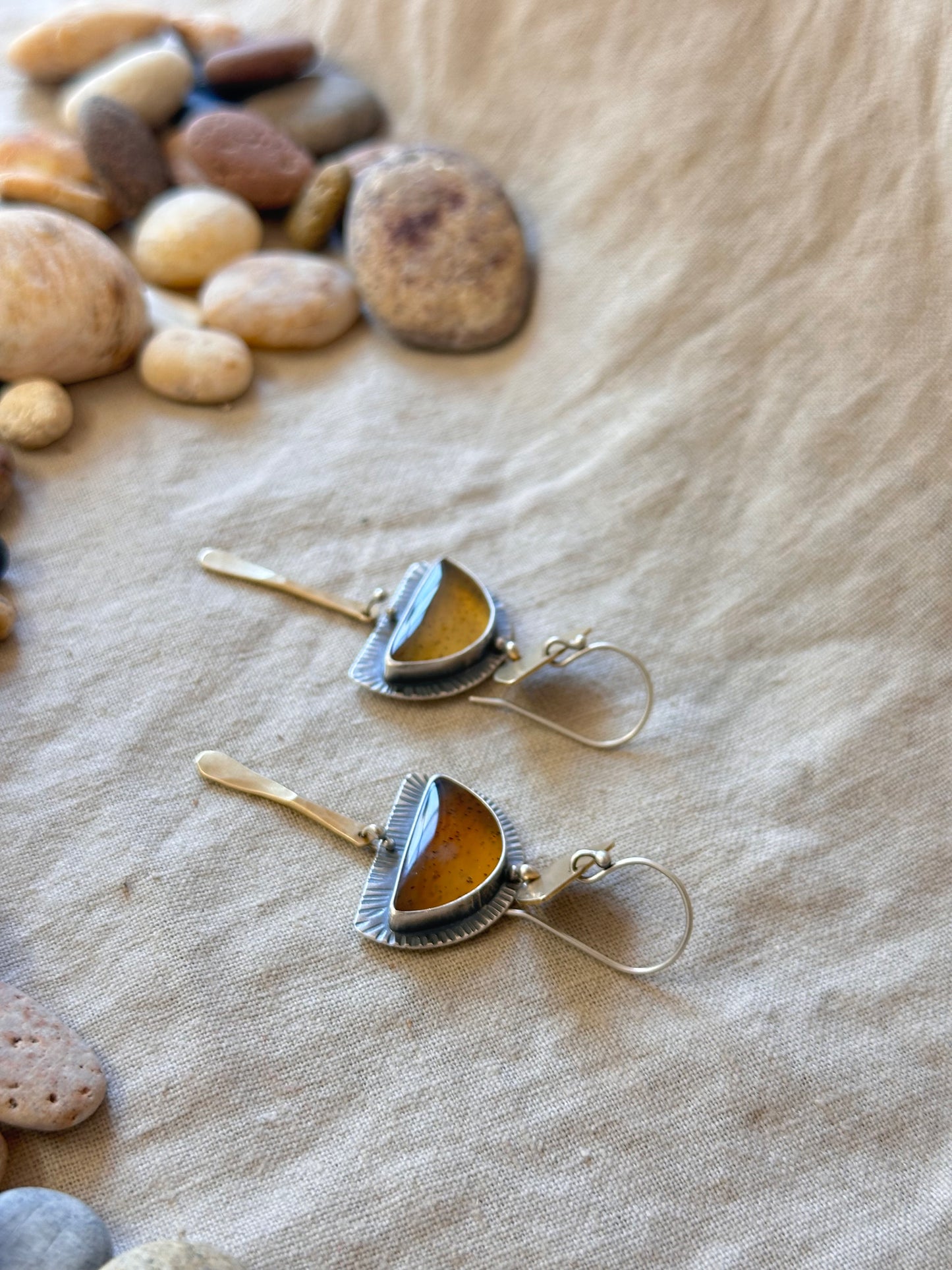 Montana Agate Connected Earrings • sterling silver