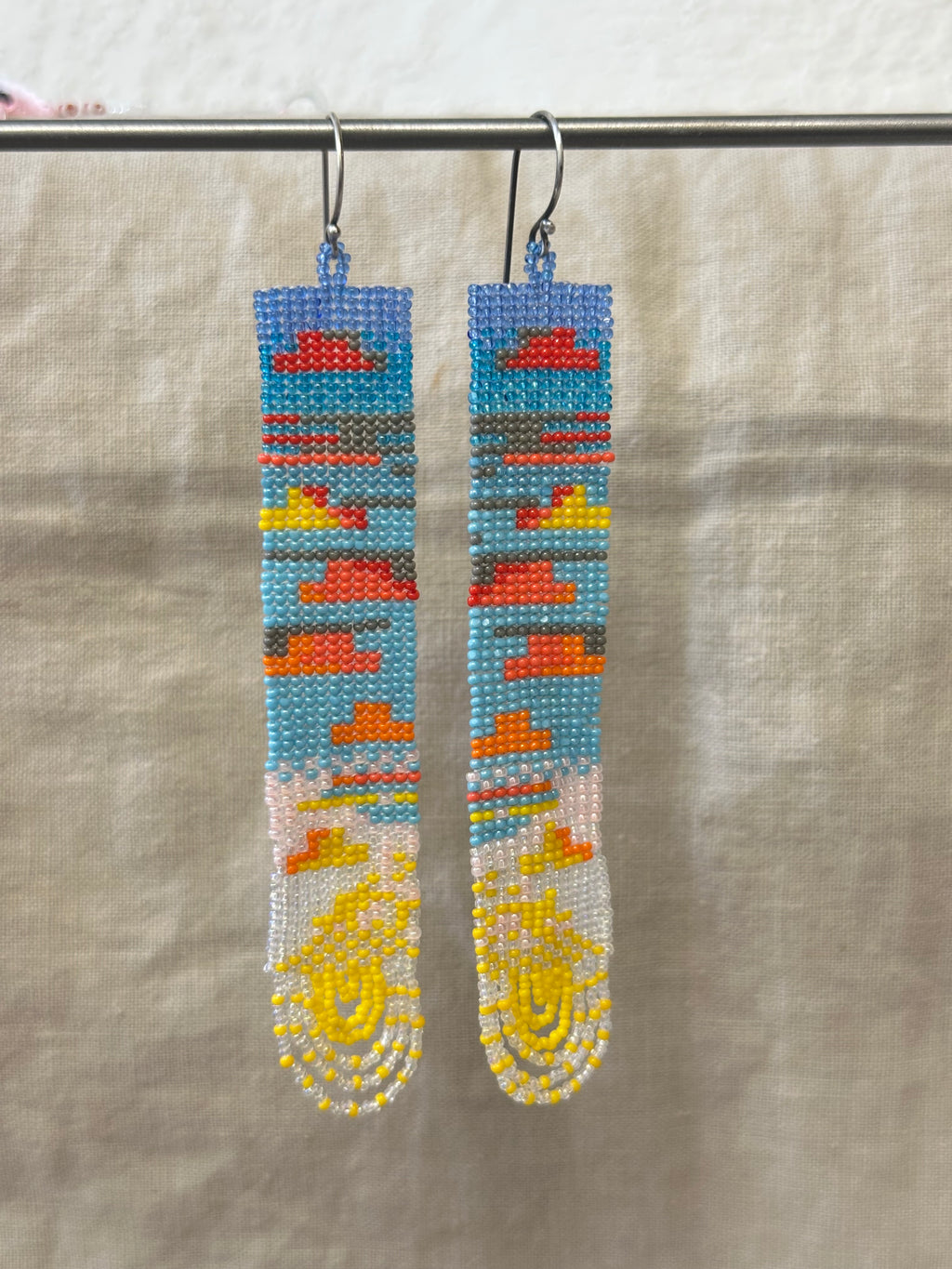 Beaded cloud earrings - Sunset Long