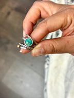 4-piece Peruvian Opal and Sterling Silver • stackable ring set • set fits size 5.5