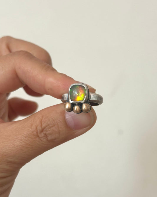 Ethiopian Opal - Sterling Silver - Bronze - Size 6