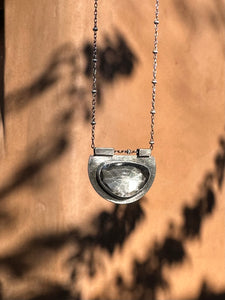 Clear Quartz & Sterling Silver - Organic shape Necklace -