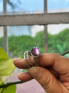 4-piece Amethyst and Sterling Silver • stackable ring set • set fits size 6.5