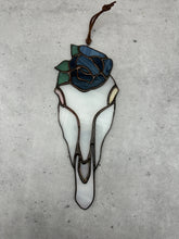 Load image into Gallery viewer, Blue flower skull - stained glass
