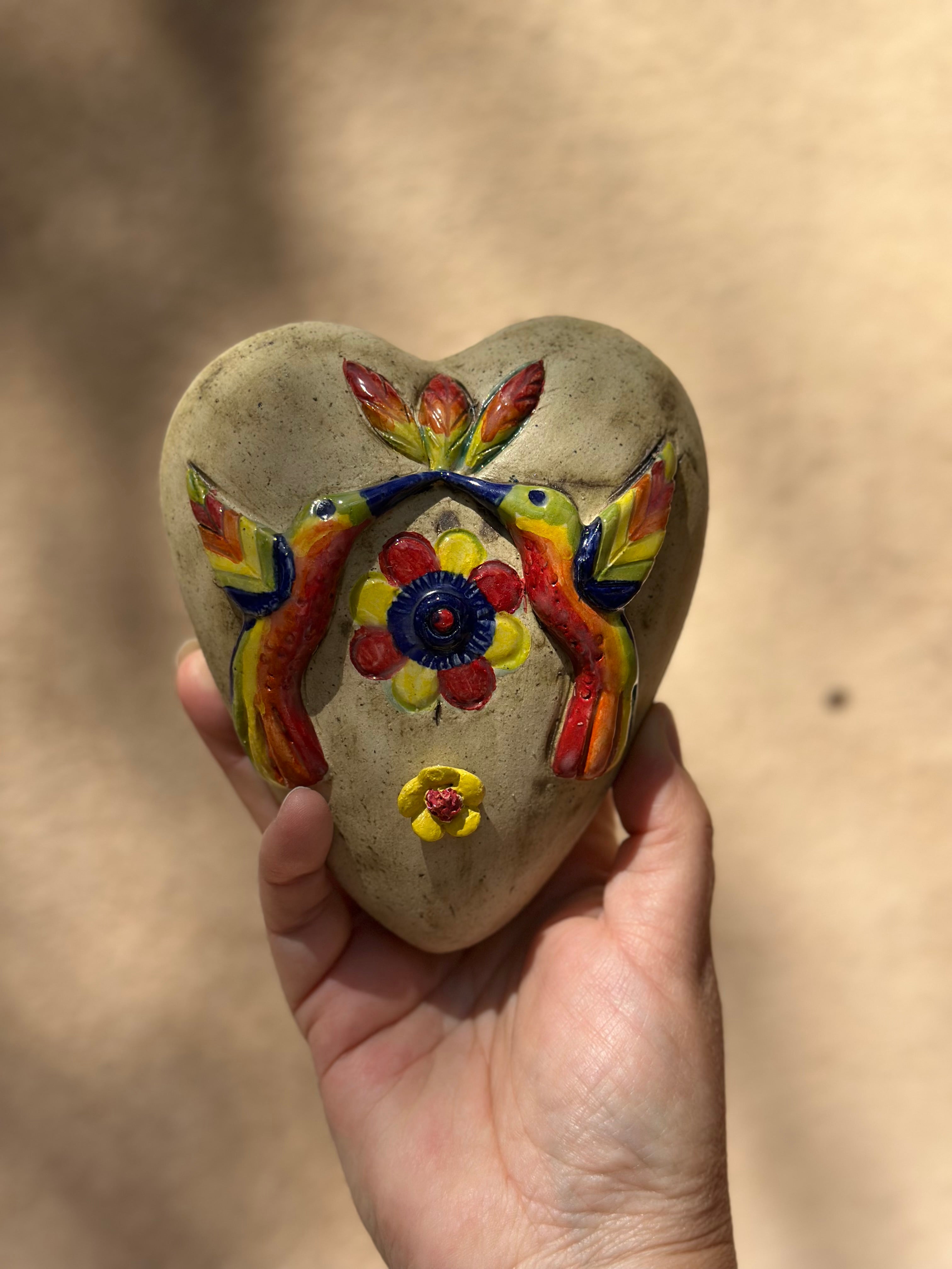 Ceramic Heart with Hummingbirds Wall Art - Limited Edition