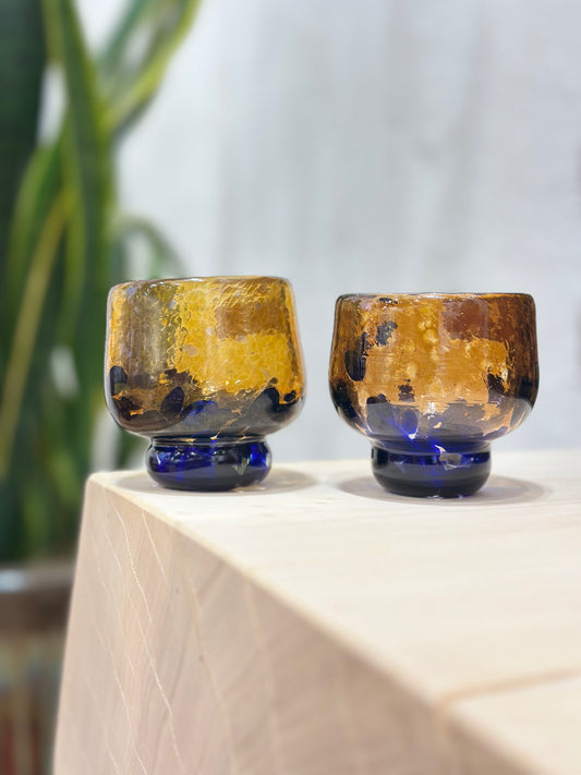 Nip Cup • Amber & Purple • Blown Glass