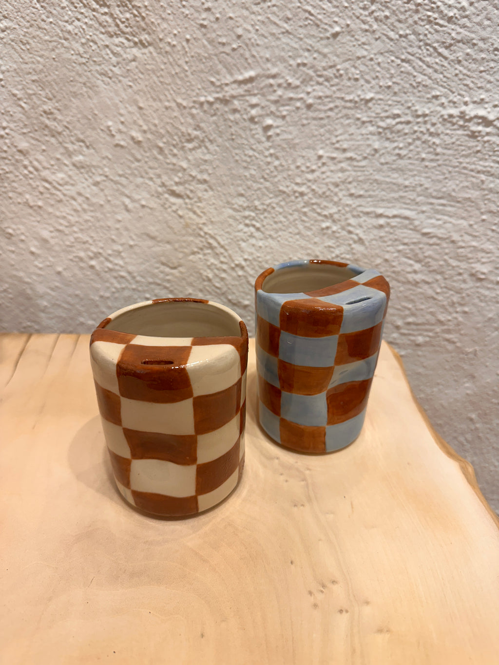 Brown checkered - Travel Tumbler ~ thumb print