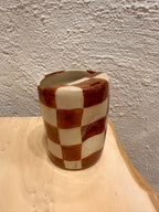 Brown checkered - Travel Tumbler ~ thumb print