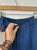 High Waisted Barrel Pants - Blue Denim & turquoise thread