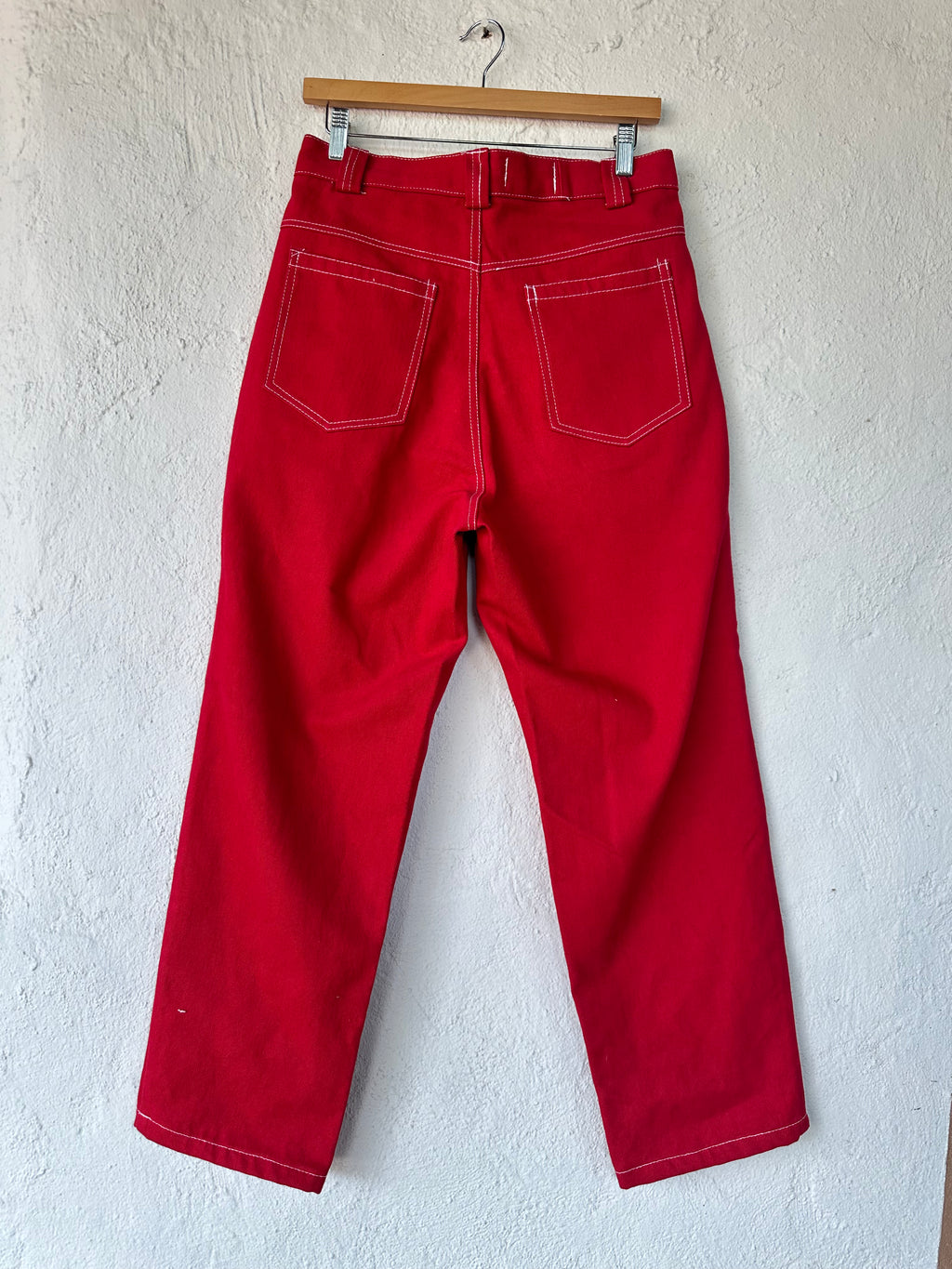 High Waisted Bomber Pants - Red Jeans