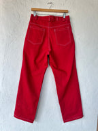 High Waisted Bomber Pants - Red Jeans