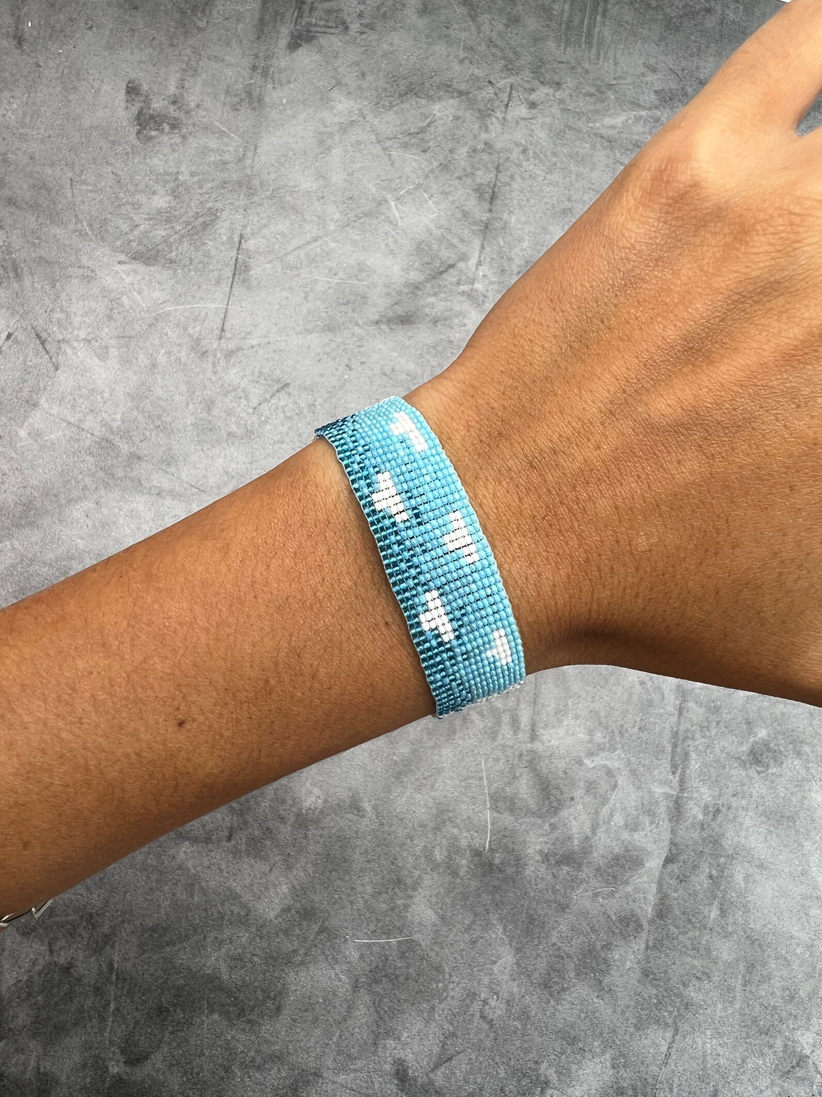 Beaded Bracelet Clouds - Blue and White