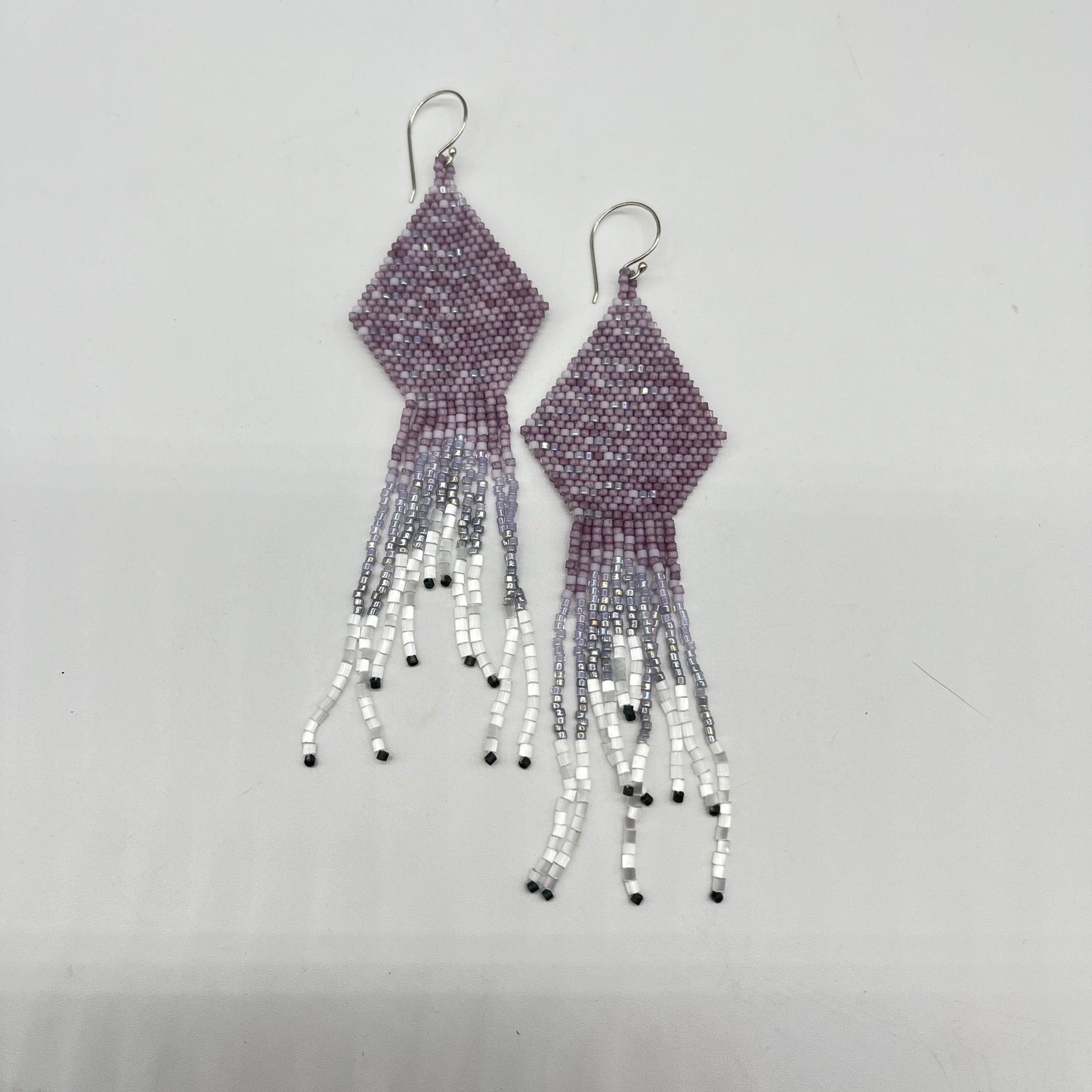 Beaded Fringe Earrings Lavender