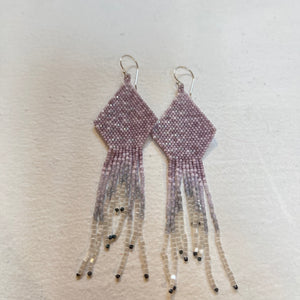 Beaded Fringe Earrings Lavender