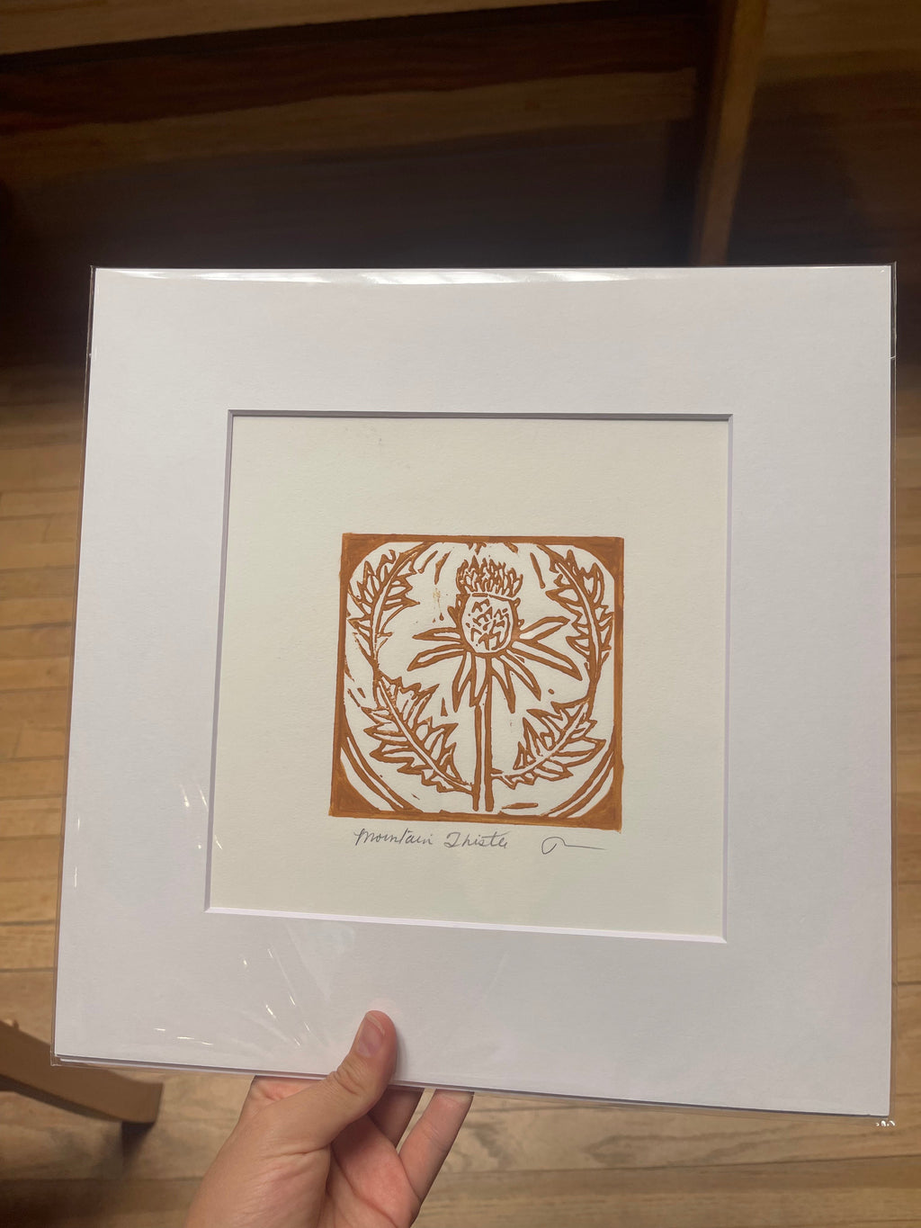 Mountain Thistle Block Print - 8” by 8”