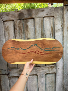 Mesquite Cutting Board with Mountain Turquoise inlaid