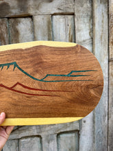 Load image into Gallery viewer, Mesquite Cutting Board with Mountain Turquoise inlaid
