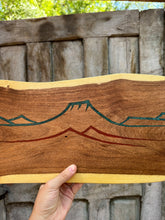 Load image into Gallery viewer, Mesquite Cutting Board with Mountain Turquoise inlaid
