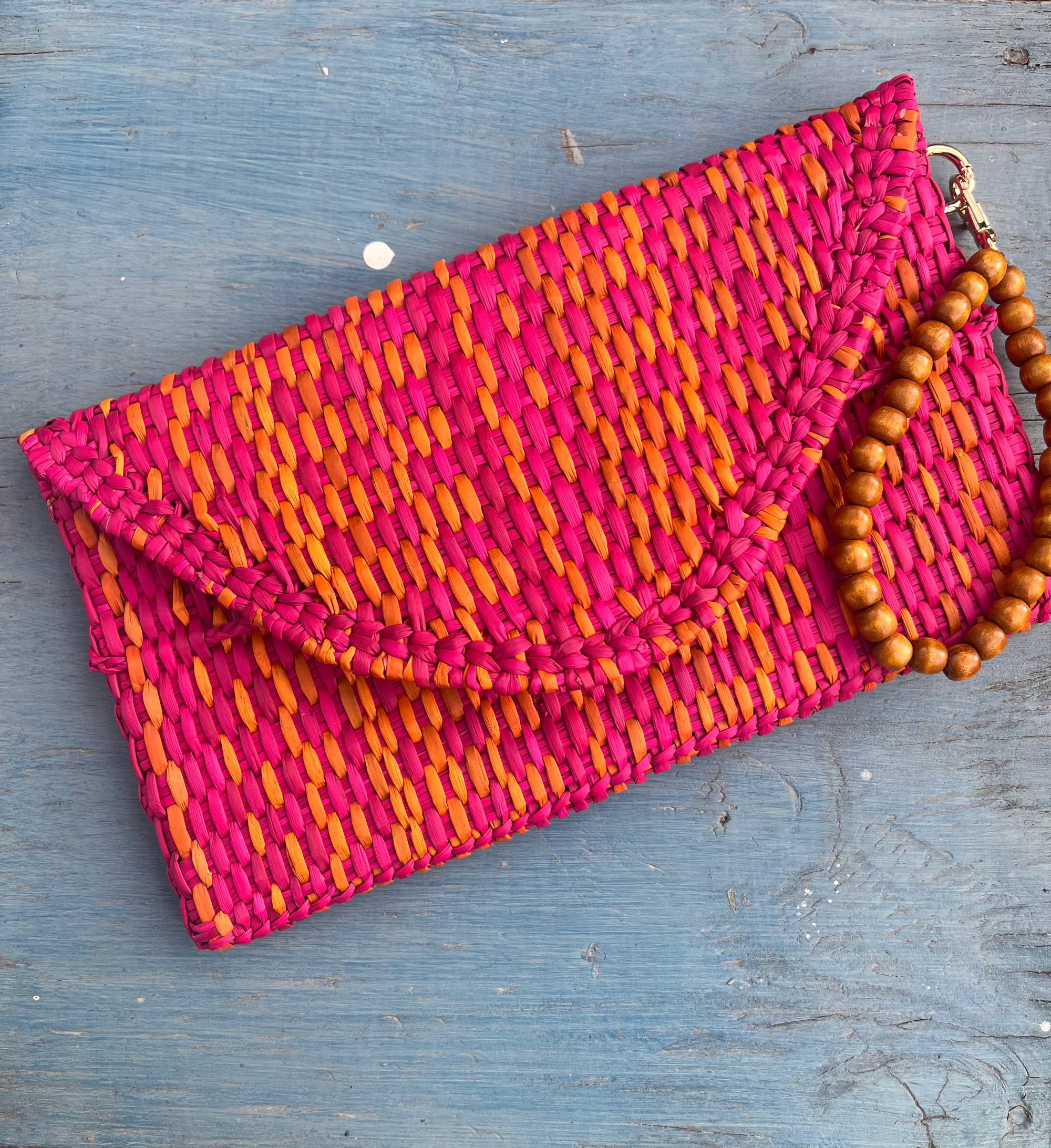 Letter Clutch with beaded wristlet