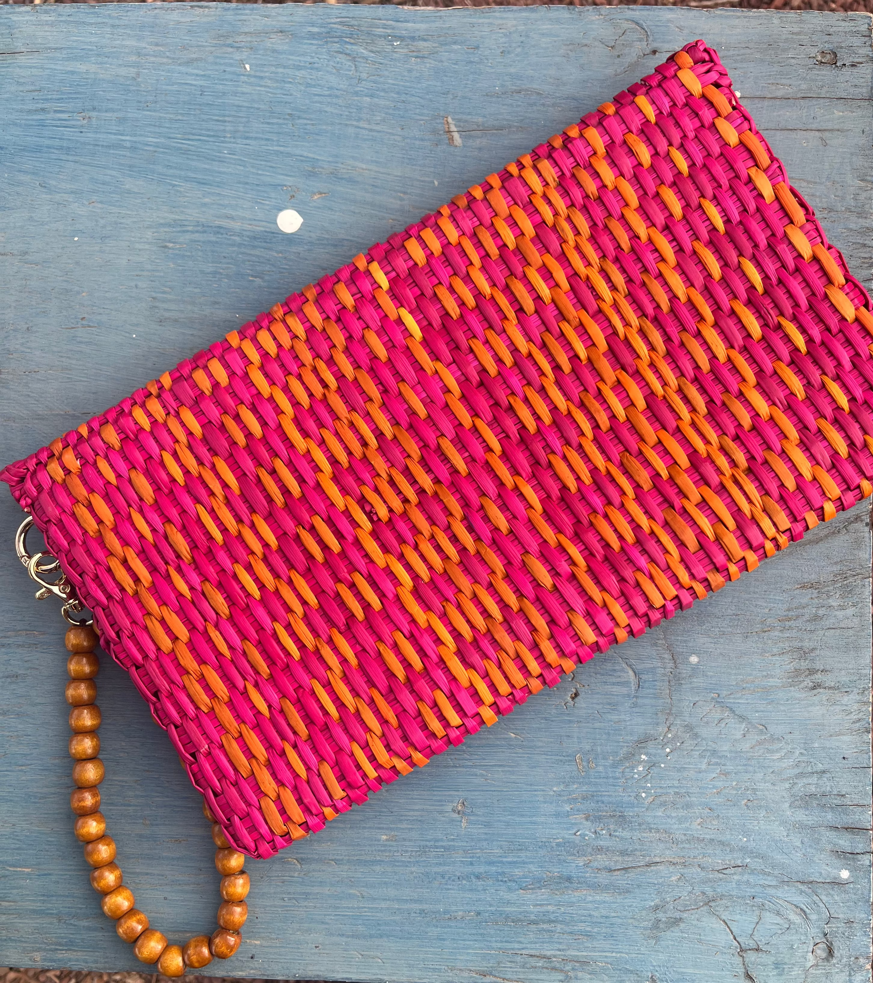 Letter Clutch with beaded wristlet