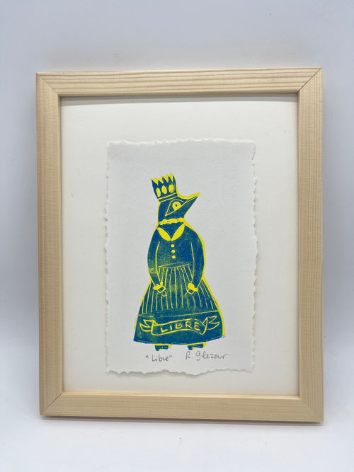 "Libre" - Linocut Print 5x7
