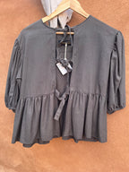 Front tie top - Gray Linen