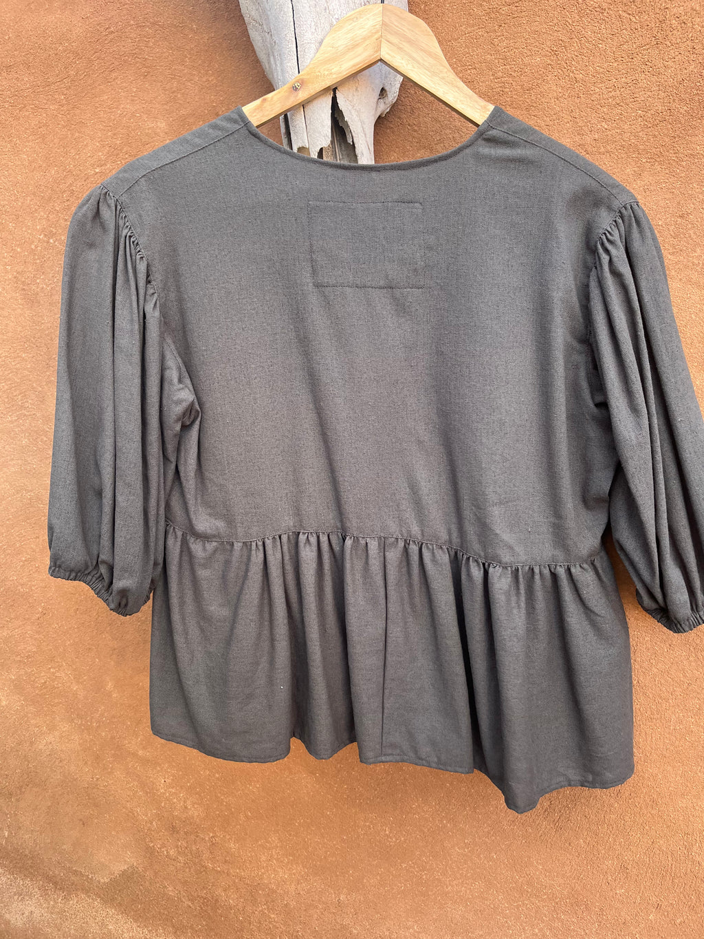 Front tie top - Gray Linen
