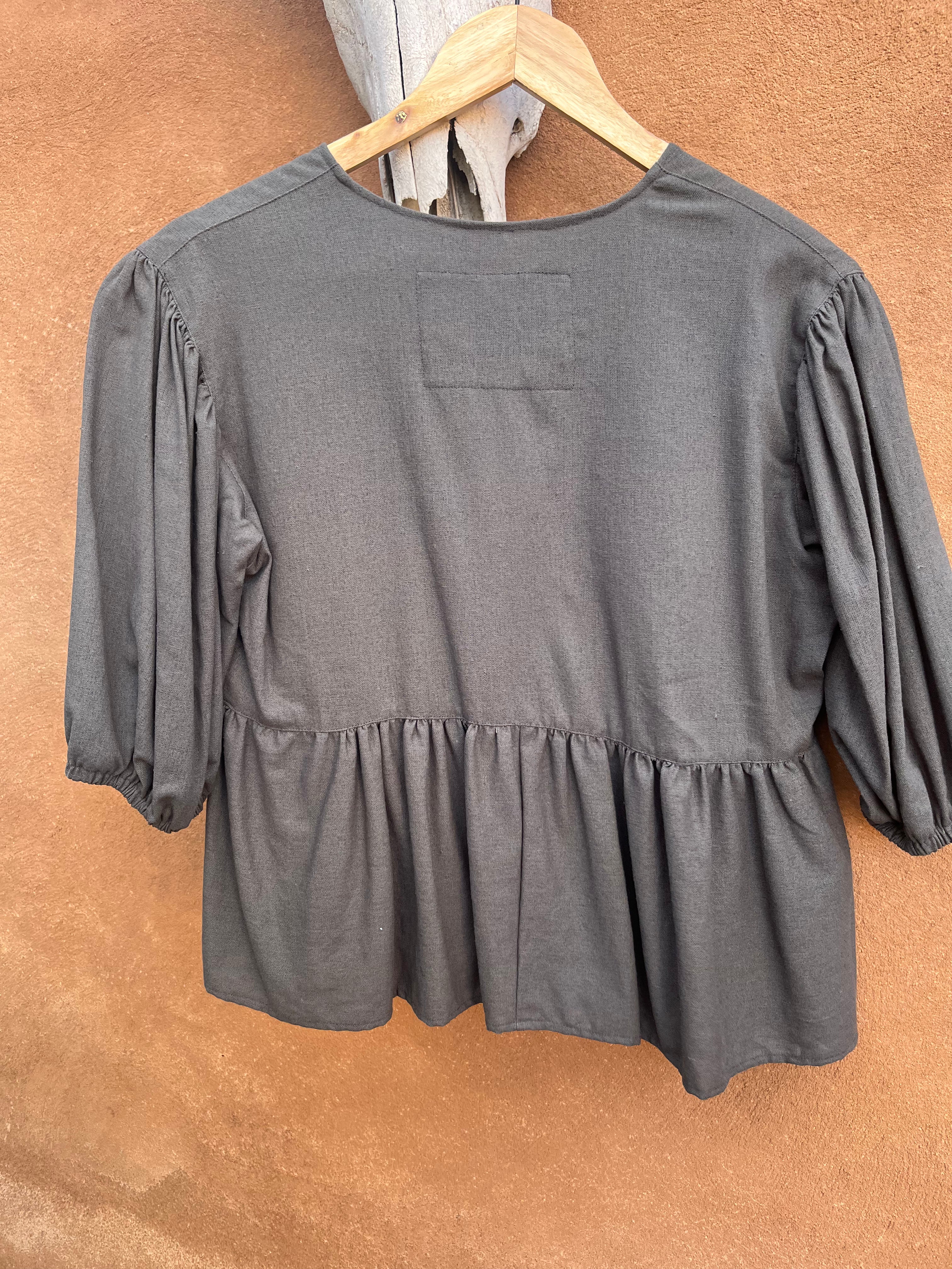 Front tie top - Gray Linen