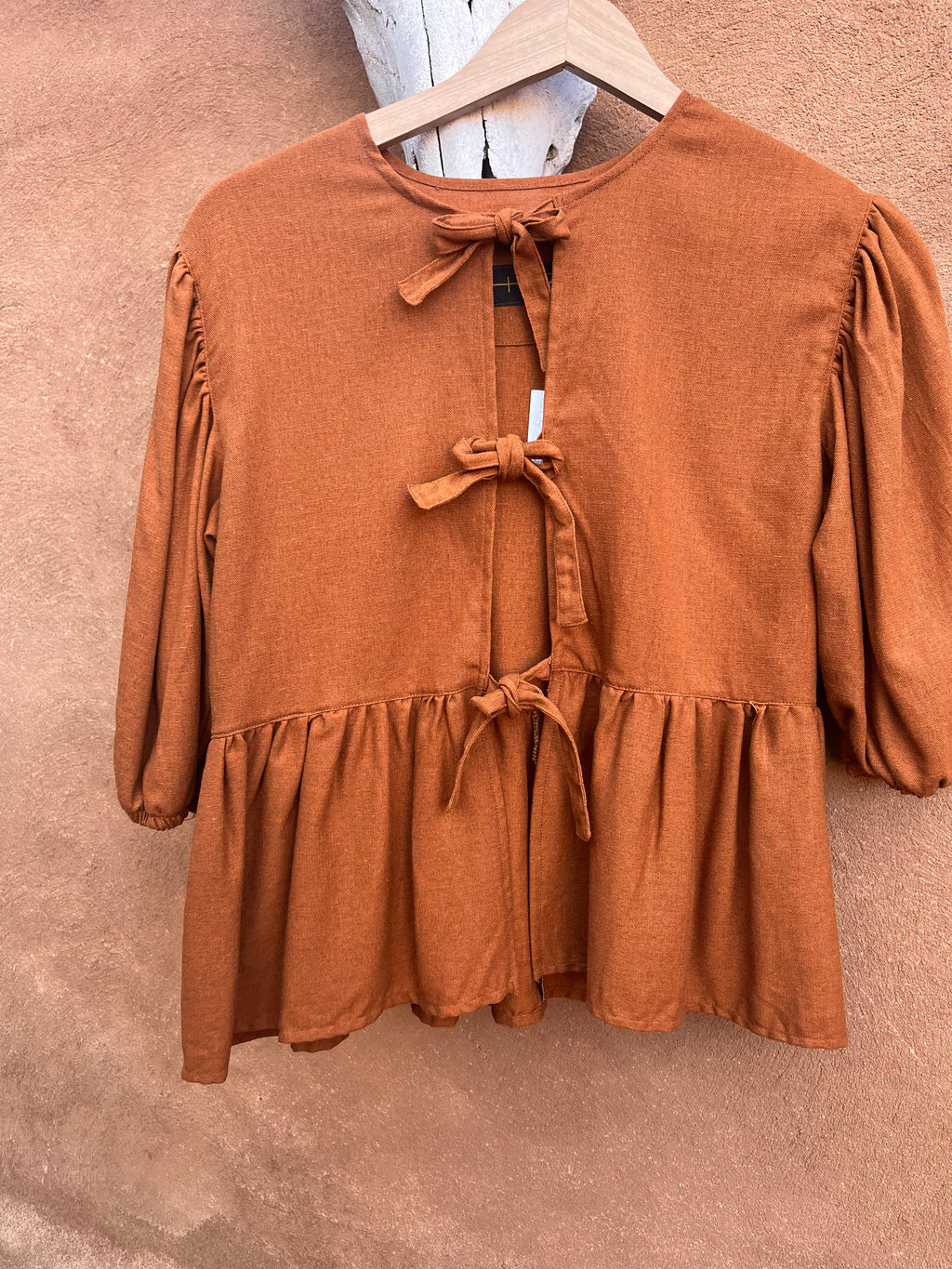 Front Tie Top Cotton - terracotta
