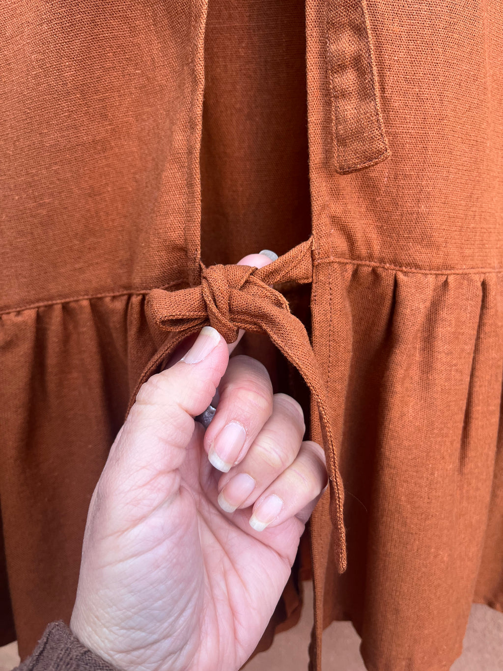 Front Tie Top Cotton - terracotta