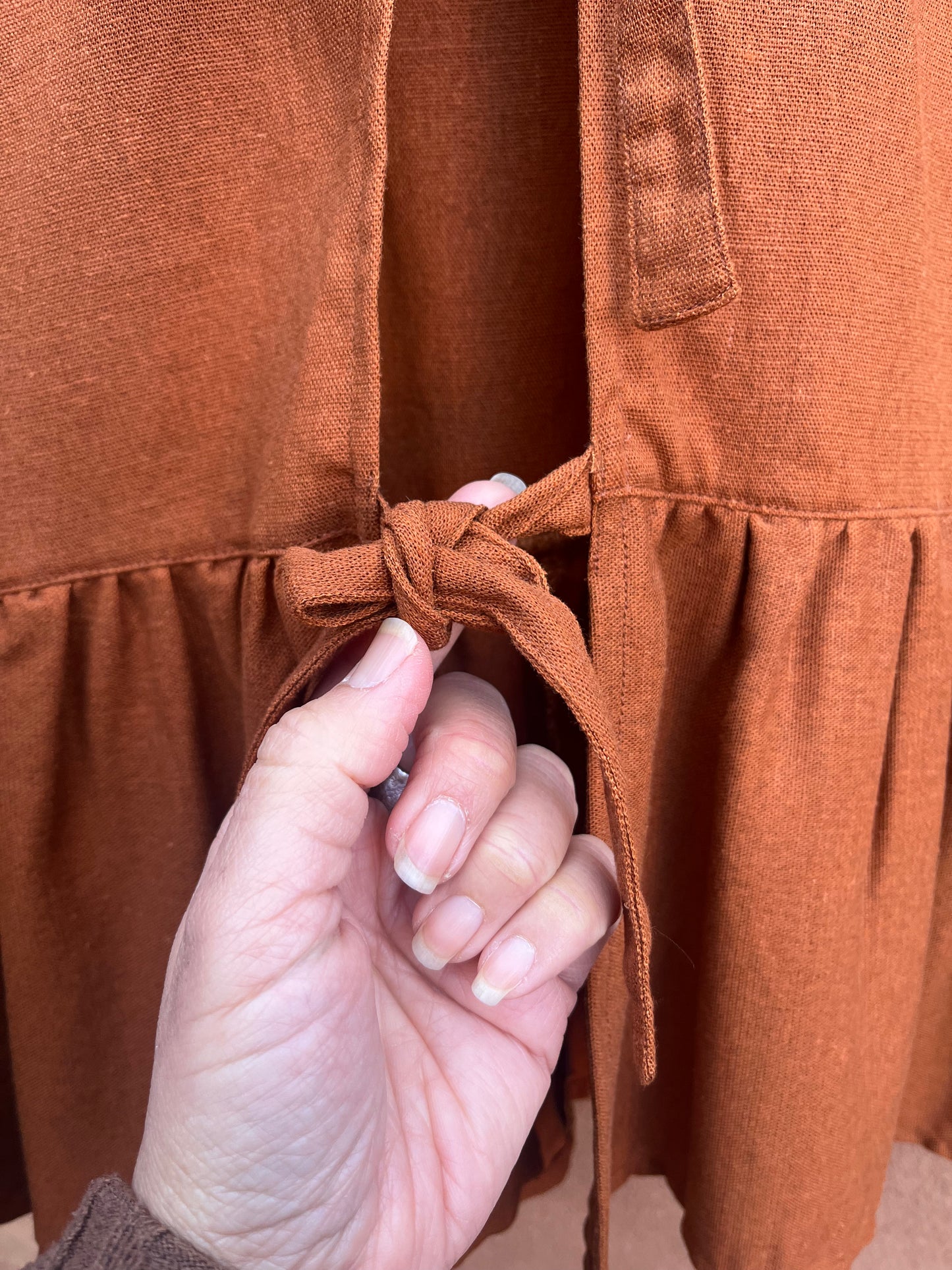 Front Tie Top Cotton - terracotta