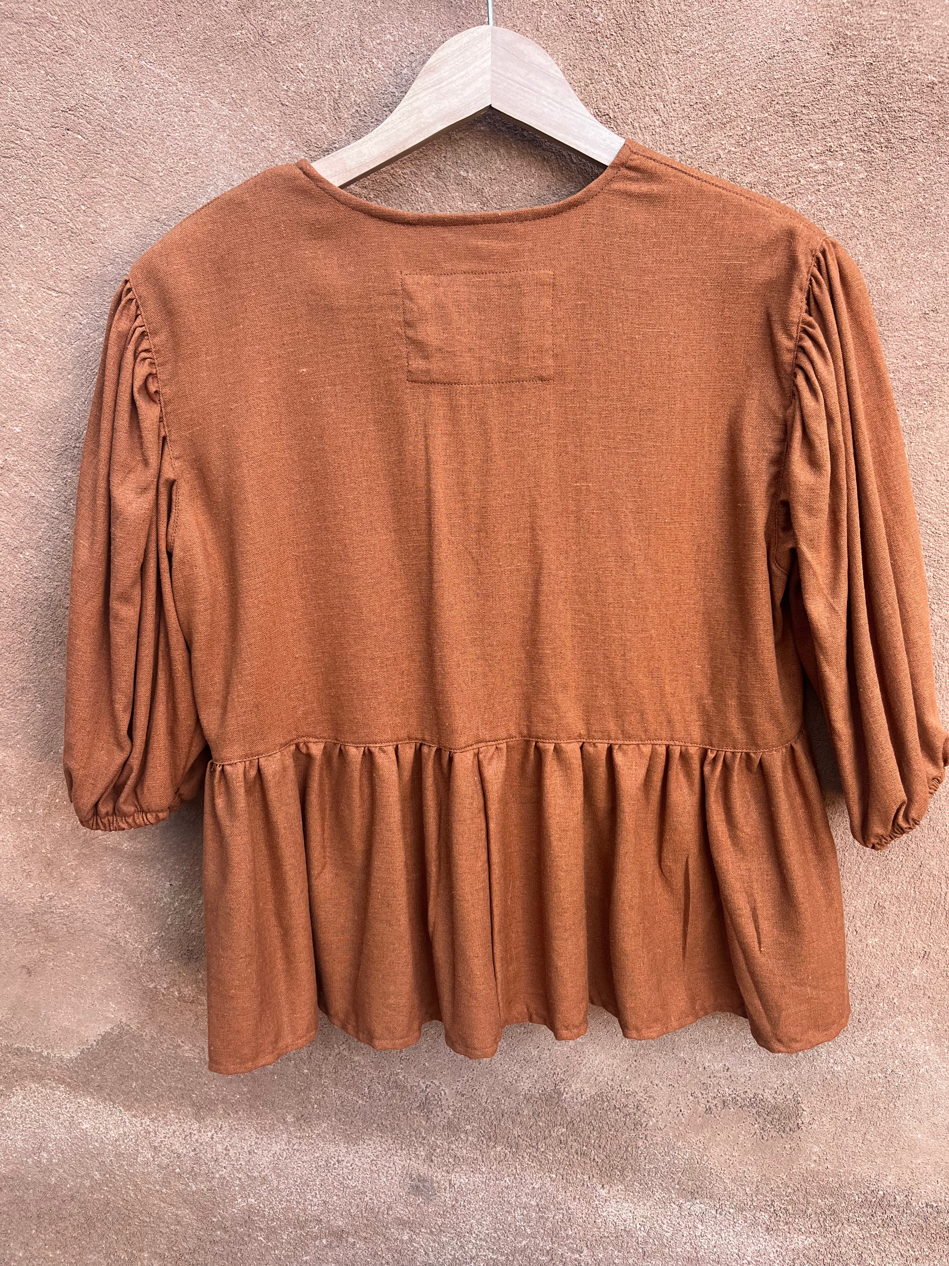 Front Tie Top Cotton - terracotta
