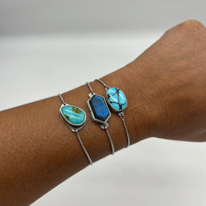 Kingman Turquoise and Sterling Silver Adjustable Bracelet  - ready to ship