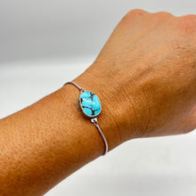 Load image into Gallery viewer, Kingman Turquoise and Sterling Silver Adjustable Bracelet  - ready to ship
