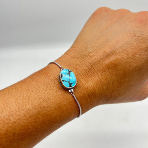 Kingman Turquoise and Sterling Silver Adjustable Bracelet  - ready to ship