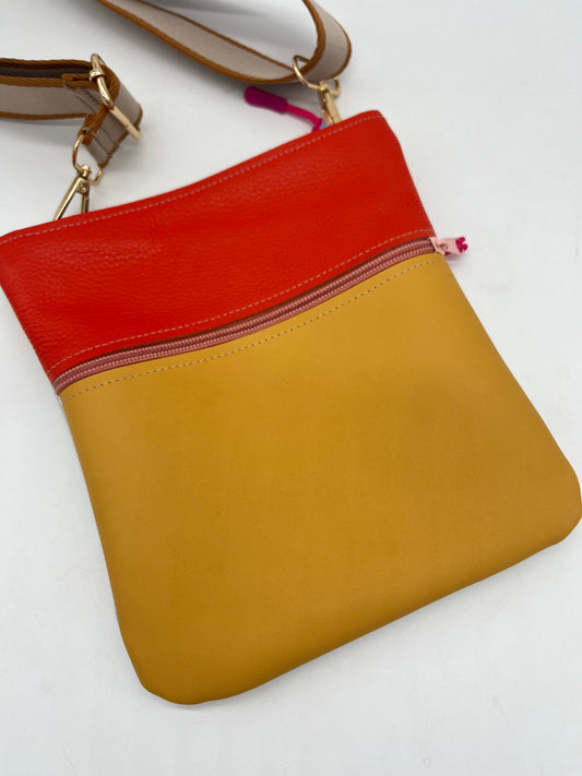 Small Crossbody Bag ~ multicolor ~ tan zip