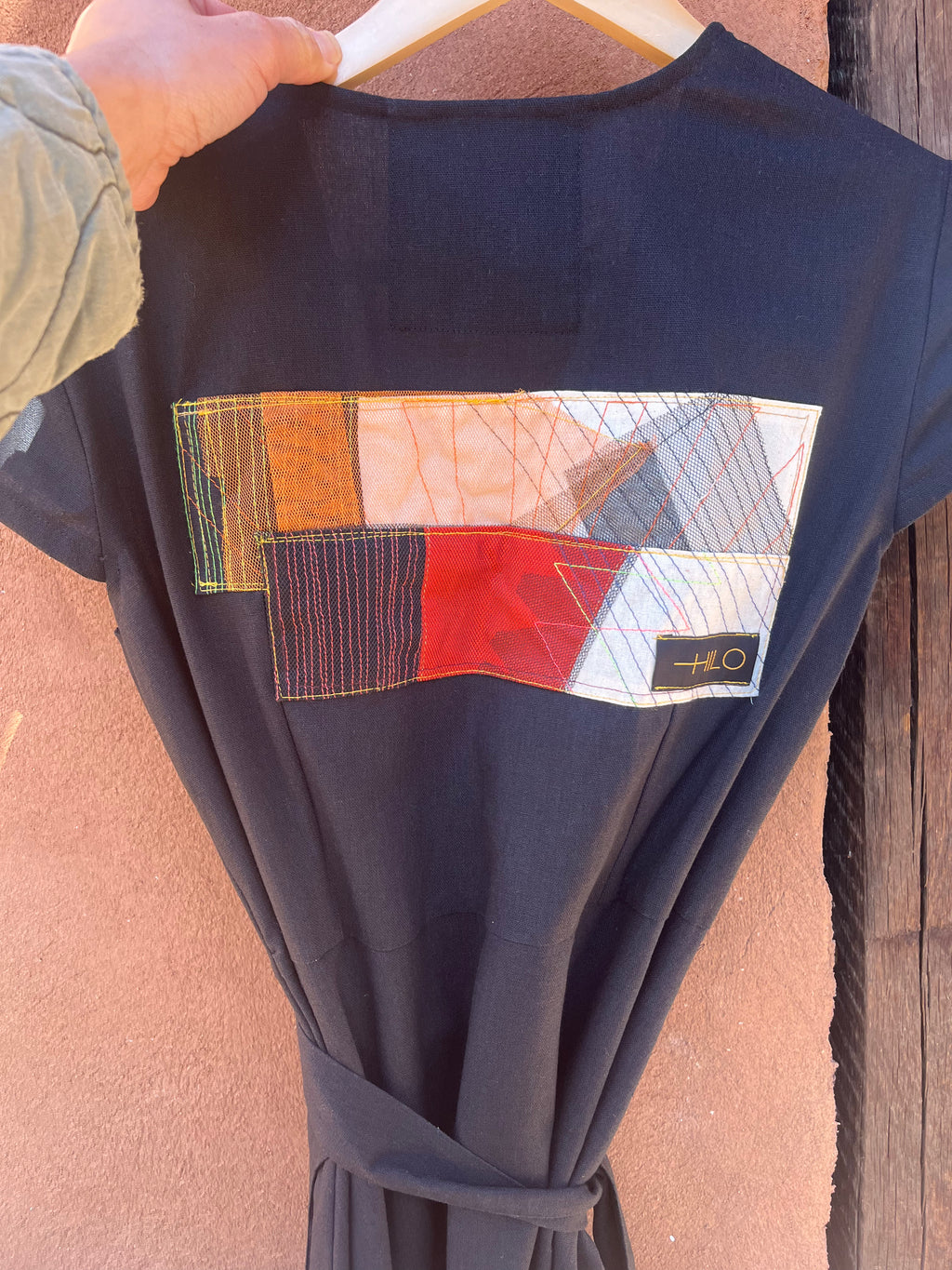 Black wrap dress - cap sleeve